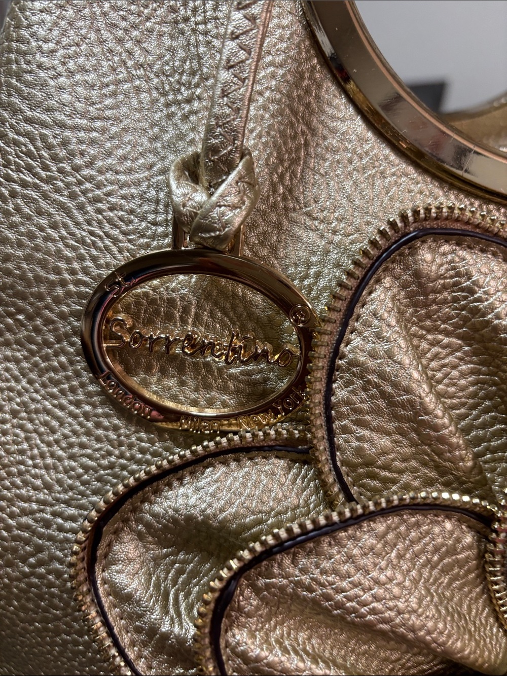 Gold Floral Embossed Top-Handle Tote - Picture 6 of 8